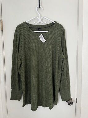 torrid Olive Green Ribbed Crewneck Sweater